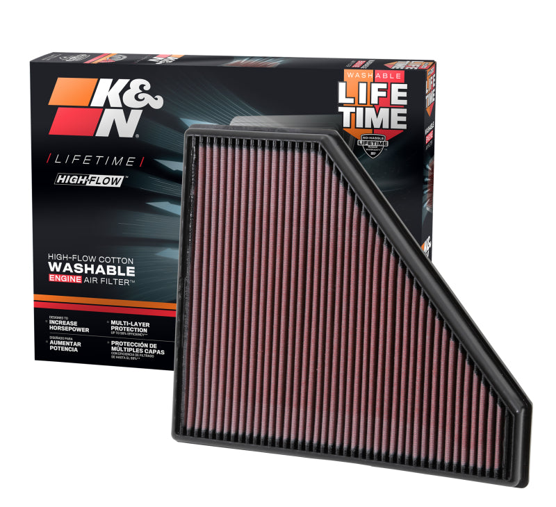 K&N Replacement Panel Air Filter 12.313in OS L x 10.313in OS W x 1.188in H for 13-14 Cadillac ATS K&N Engineering Air Filters - Drop In