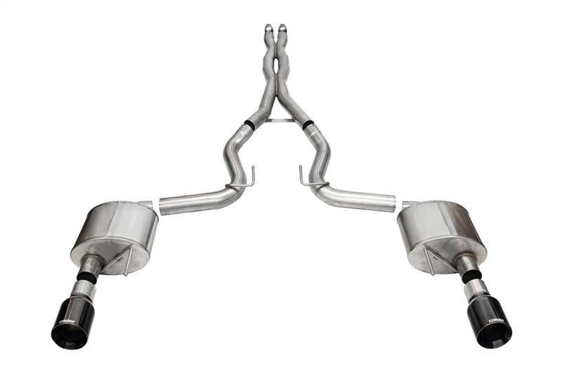 Corsa 24+ Ford MustangGT Xtreme Cat-Back Ex.Sys 3.0in Dual Rear Exit w/4.5in Blk PVD StraightCut Tip CORSA Performance Catback