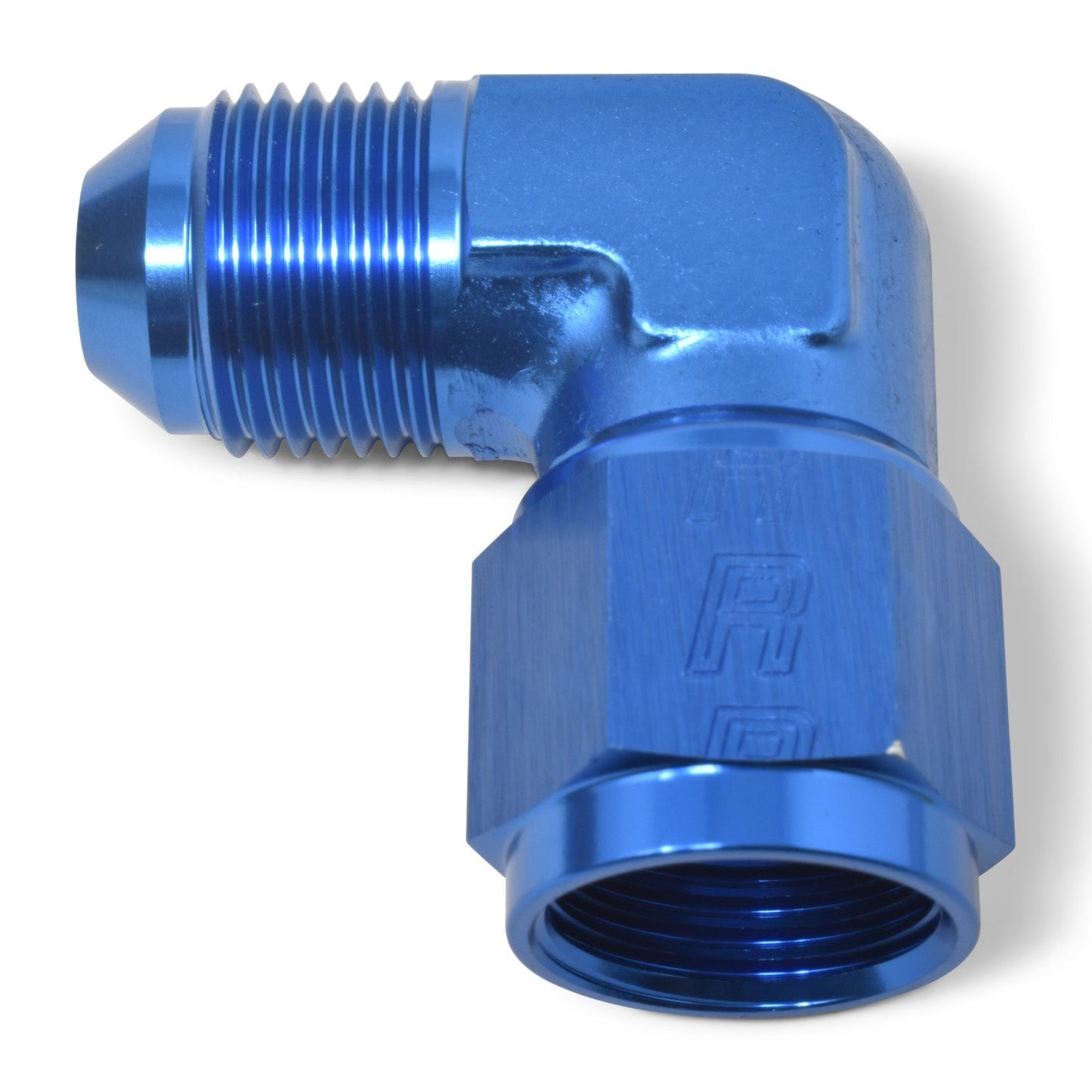 4AN 90 Degree Swivel Female To Male Adapter Fitting With Blue Finish RUSSELL Autoparts
