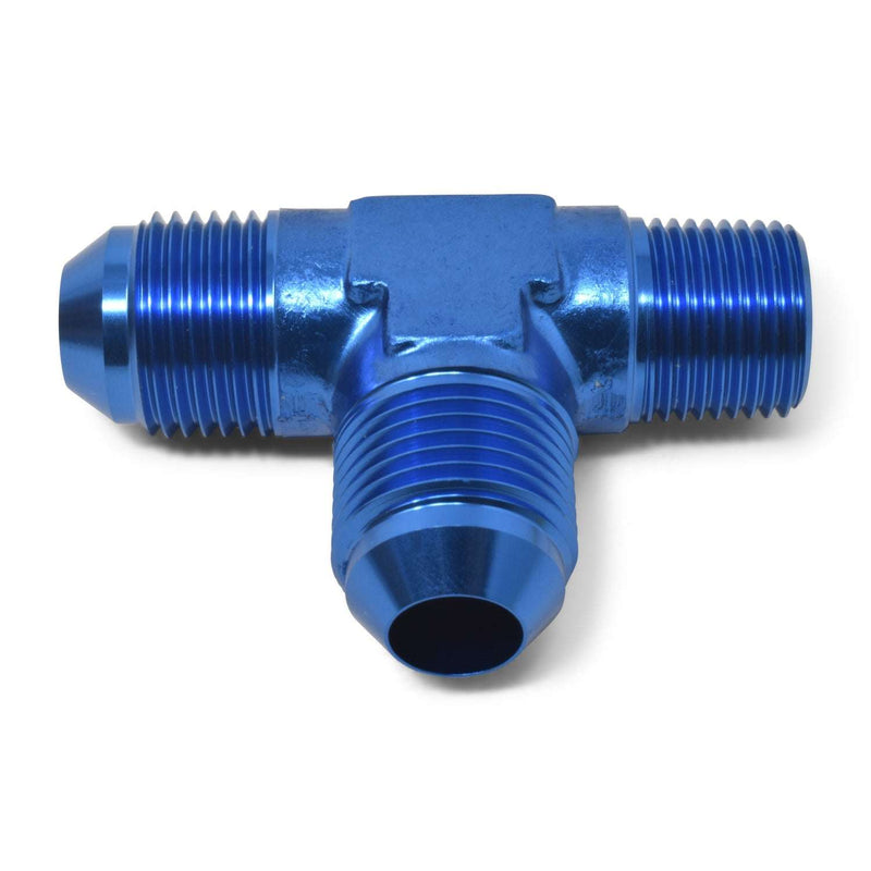 4AN Flare To 1/8" Pipe Tee On Run Adapter Fitting With Blue Finish RUSSELL Autoparts