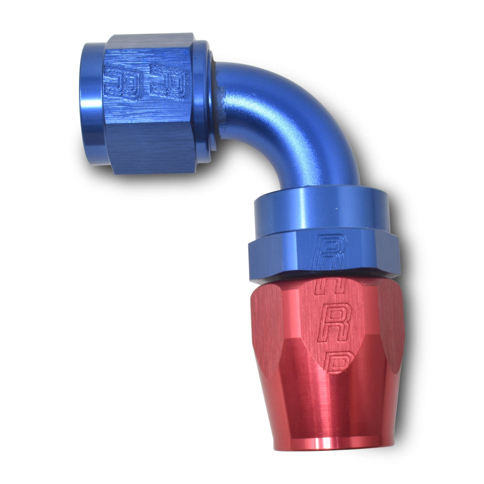 4AN ProClassic 90 Degree Hose End With Red/Blue Finish