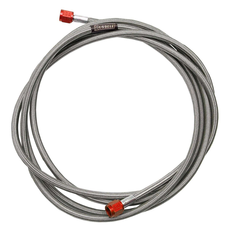 4AN To 3AN Fuel Line Assembly In 18" Length With Red Hose Ends RUSSELL Autoparts