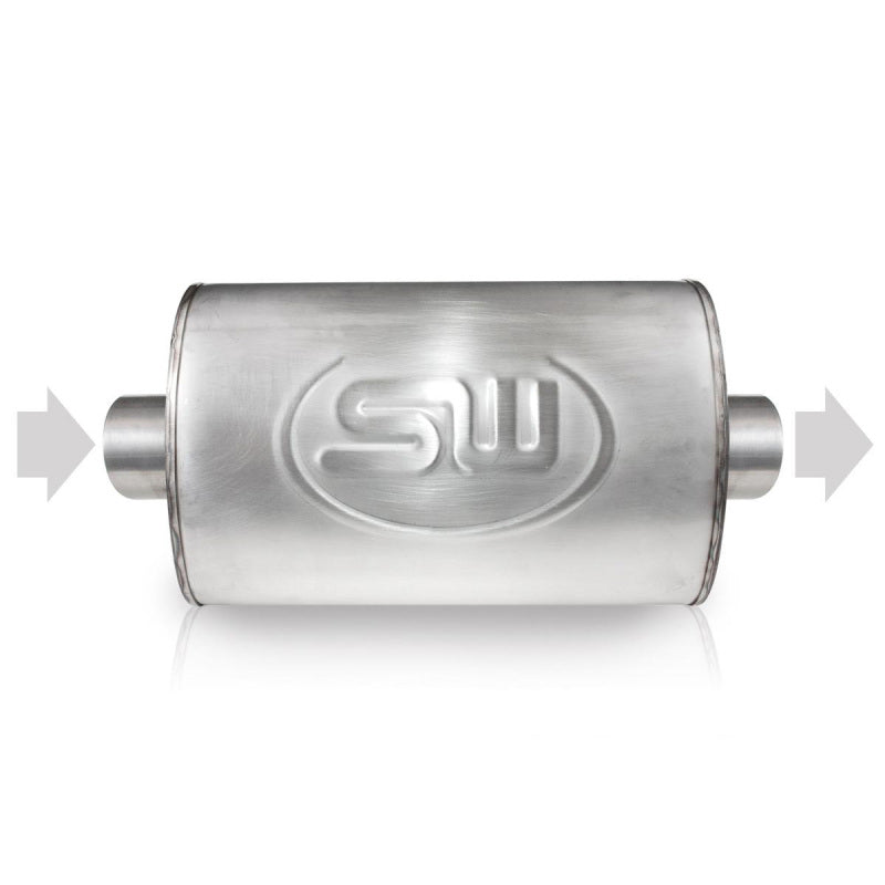 Stainless Works 2.25in ID CENTER INLET/ 2.25in OD CENTER OUTLET 5inX9in Stainless Works Muffler