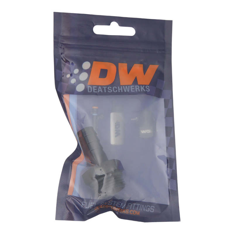 DeatschWerks 10AN ORB Male to 1/2in Male Triple Barb Fitting (Incl O-Ring) - Anodized Matte Black DeatschWerks Fittings