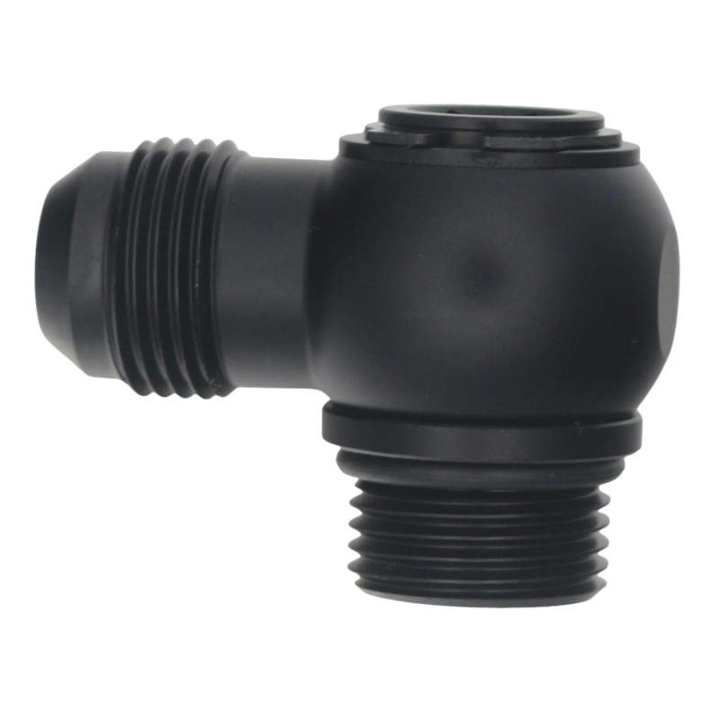 DeatschWerks 10AN ORB Male to 10AN Male Flare Low Profile 90-Degree Swivel - Anodized Matte Black DeatschWerks Fittings