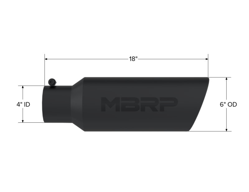 MBRP Universal Tip 6in OD Rolled End 4in Inlet 18in L Black Coated Exhaust Tip MBRP Tips