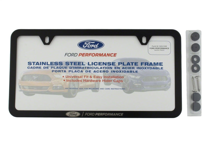 Ford Racing Ford Performance Slim License Plate Frame - Black Stainless Steel Ford Racing License Frame