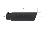 MBRP Universal 5in OD Angled Rolled End 4in Inlet 18in Length Black Finish Exhaust Tip MBRP Tips