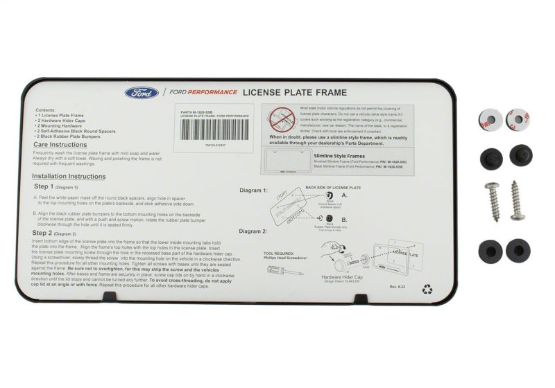 Ford Racing Ford Performance Slim License Plate Frame - Black Stainless Steel Ford Racing License Frame
