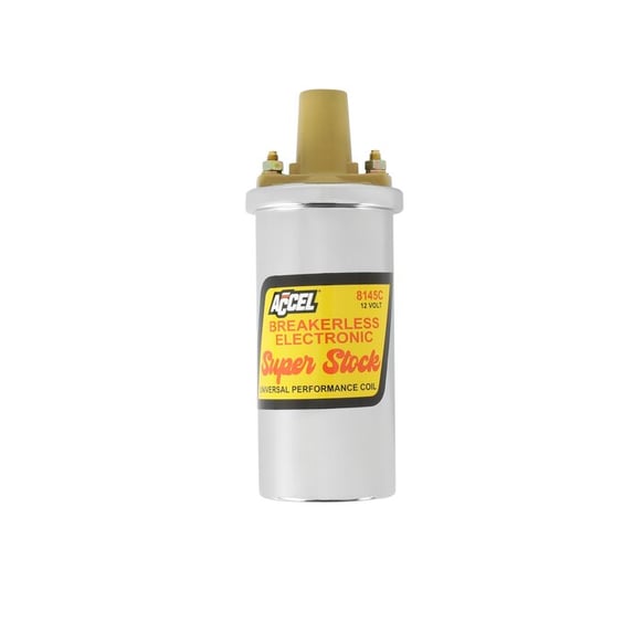 ACCEL Ignition Coil - SuperStock - Breakerless Electronic Coil - Chrome 8145C ACCEL Autoparts