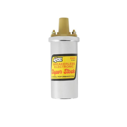 ACCEL Ignition Coil - SuperStock - Breakerless Electronic Coil - Chrome 8145C ACCEL Autoparts