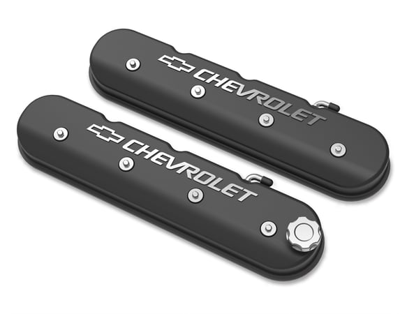 Tall LS Valve Cover with Bowtie/Chevrolet Logo - Satin Black Machined Finish 241-402 HOLLEY Autoparts