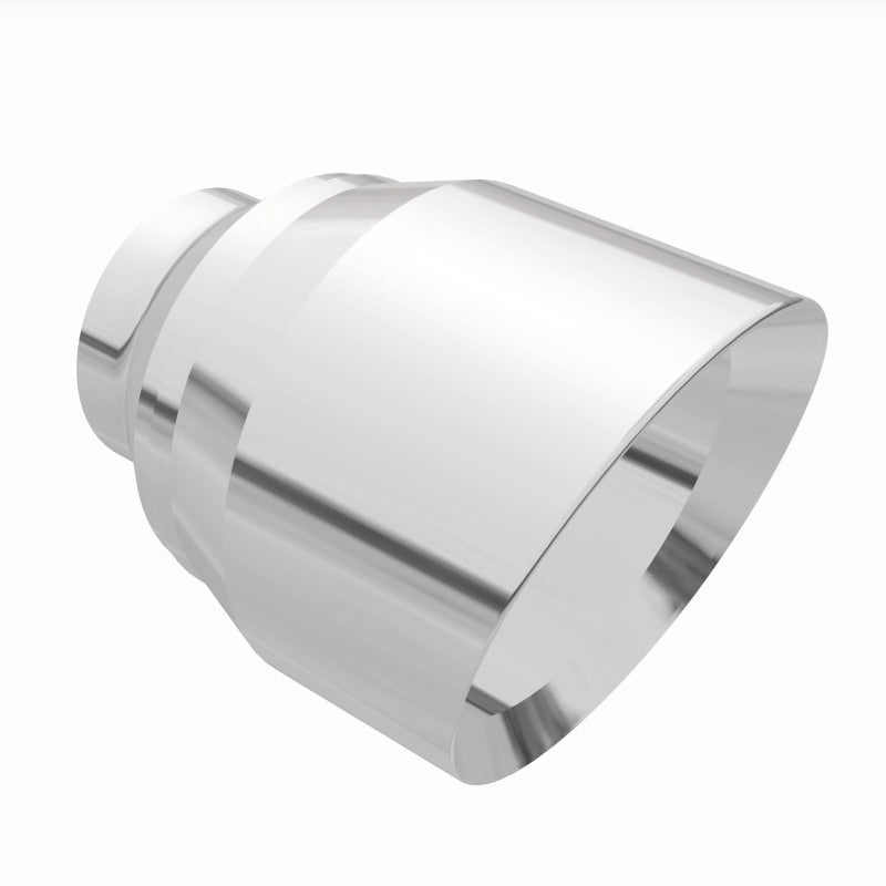 MagnaFlow Tip Stainless Double Wall Round Single Outlet Polished 4.5in DIA 2.5in Inlet 5.75in Length
