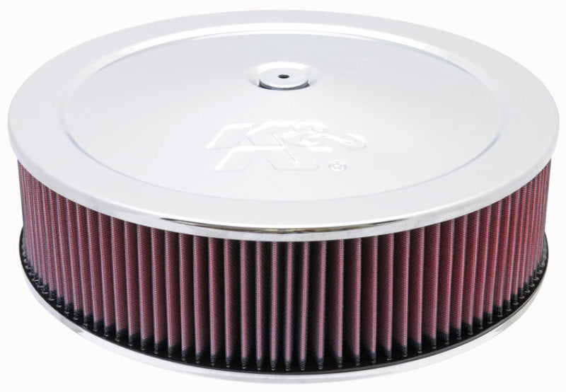 K&N Round Air Filter Assembly 14in. ID / 4..12in. Height / 5.125in. Neck Flange / 7/8in. Drop Ba K&N Engineering Carburetor Air Cleaners