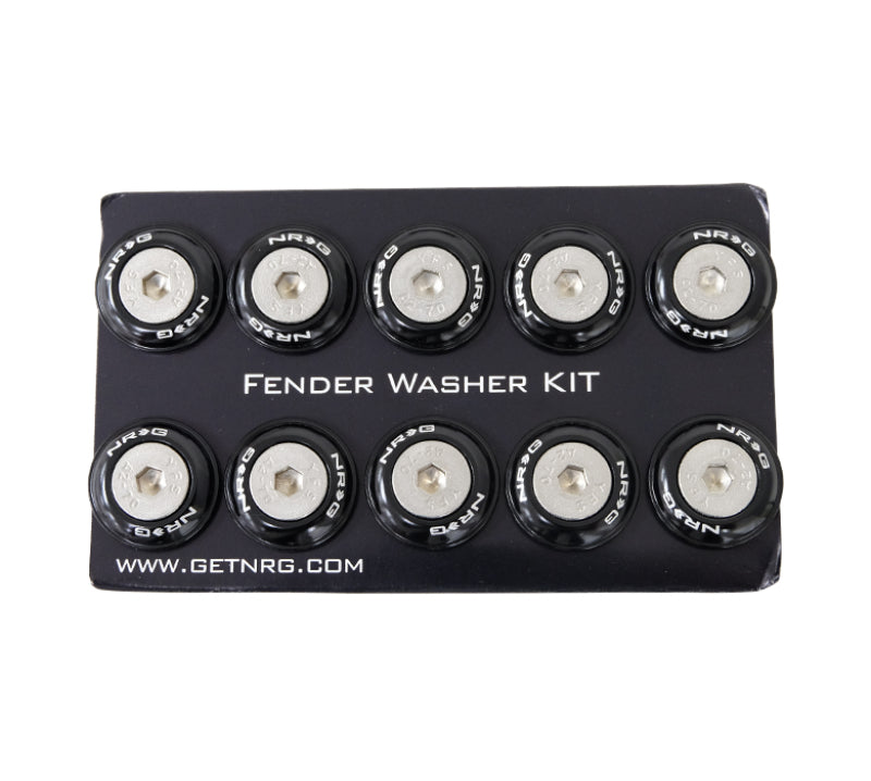 NRG Fender Washer Kit w/Rivets For Plastic (Black) - Set of 10 NRG Hardware Kits - Other