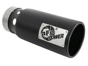aFe SATURN 4S 4in SS Intercooled Exhaust Tip - Black 4in In x 5in Out x 12in L Bolt-On aFe Tips
