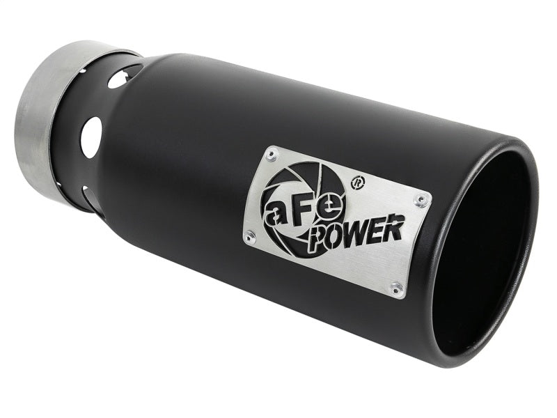 aFe SATURN 4S 4in SS Intercooled Exhaust Tip - Black 4in In x 5in Out x 12in L Bolt-On aFe Tips