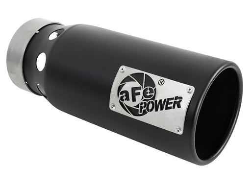 aFe SATURN 4S 4in SS Intercooled Exhaust Tip - Black 4in In x 5in Out x 12in L Bolt-On aFe Tips