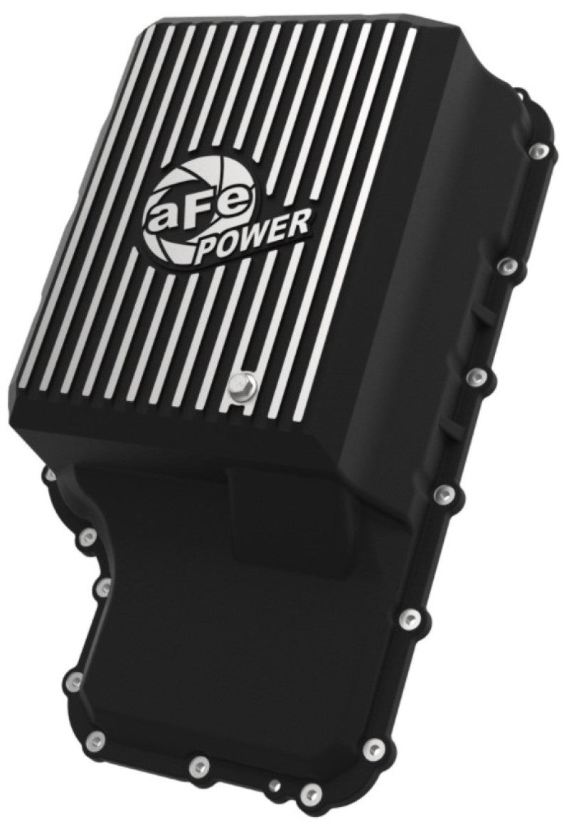 aFe 20-21 Ford Truck w/ 10R140 Transmission Pan Black POWER Street Series w/ Machined Fins aFe Diff Covers