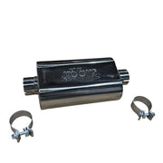 Kooks 2.5in Oval Clamp In Muffler 12in Long Body Polished Stainless Steel Kooks Headers Muffler