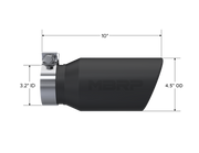 MBRP Universal Tip 4.5in OD / 3.2in Inlet / 10in Length / Angled Cut Rolled End - Black MBRP Tips