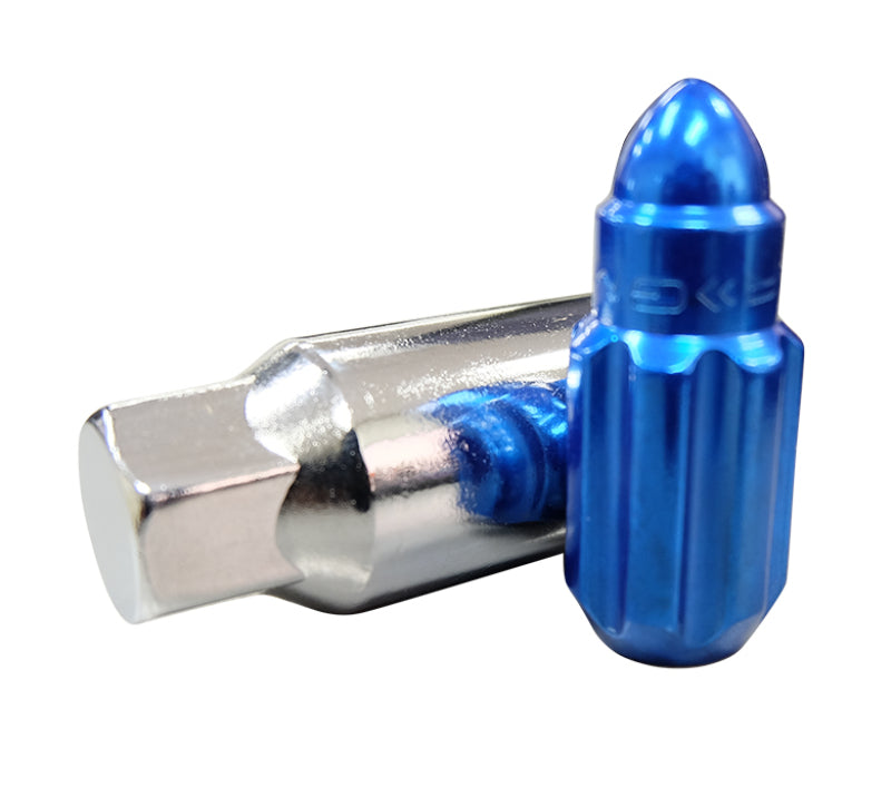 NRG 500 Series M12 X 1.5 Bullet Shape Steel Lug Nut Set - 21 Pc w/Lock Key - Blue NRG Lug Nuts