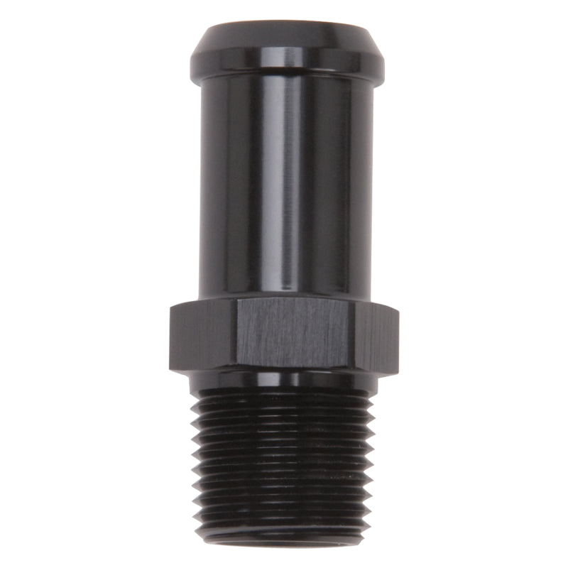 Edelbrock Hose End Straight 3/8In NPT to 5/8In Barb Black Anodize Edelbrock Fittings