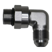 DeatschWerks 8AN ORB Male Swivel to 8AN Male Flare 90-Degree Fitting - Anodized DW Titanium DeatschWerks Fittings