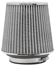 K&N Universal Filter Chrome Round Tapered White - 4in Flange ID x 1.125in Flange Length x 5.5in H K&N Engineering Air Filters - Universal Fit