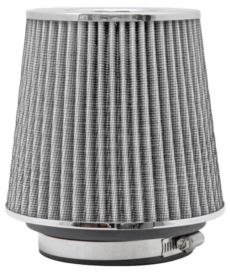 K&N Universal Filter Chrome Round Tapered White - 4in Flange ID x 1.125in Flange Length x 5.5in H K&N Engineering Air Filters - Universal Fit