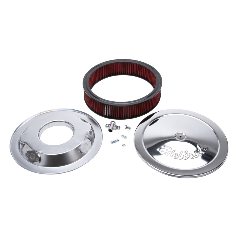 Edelbrock Air Cleaner Pro-Flo Series Round 14 In Diameter Cloth Element Chrome Edelbrock Air Filters - Universal Fit