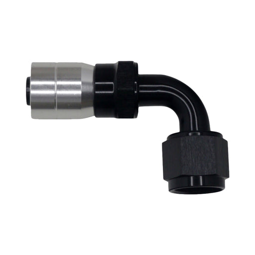 DeatschWerks 8AN Female Swivel 90-Degree Crimping Style Hose End CPE - Anodized Matte Black DeatschWerks Fittings