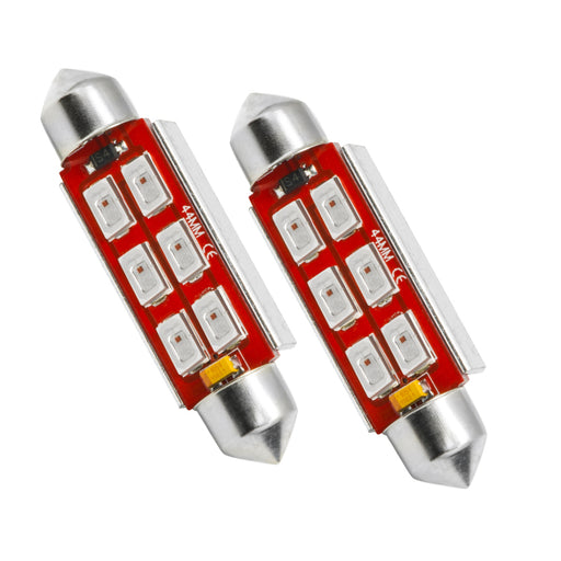 Oracle 44MM 6 LED 3-Chip Festoon Bulbs (Pair) - Red ORACLE Lighting Bulbs
