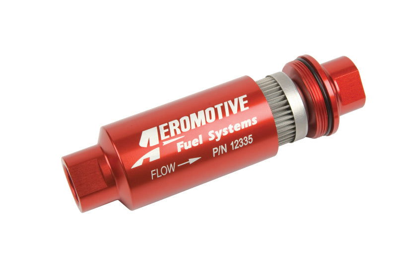Aeromotive In-Line Filter - AN-10 size - 40 Micron SS Element - Red Anodize Finish Aeromotive Fuel Filters