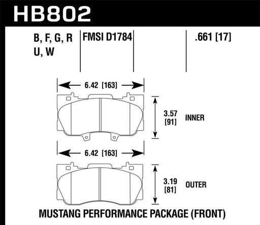 Hawk 15-17 Ford Mustang Performance Pkg (NON GT) HPS Front Brake Pads Hawk Performance Brake Pads - Performance
