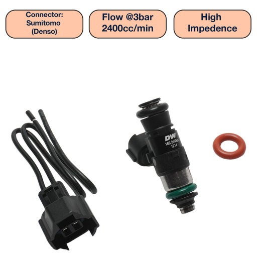 DeatschWerks Universal 2400cc Single Fuel Injector / 34mm Length / 14mm O-Ring Seals DeatschWerks Fuel Injectors - Single