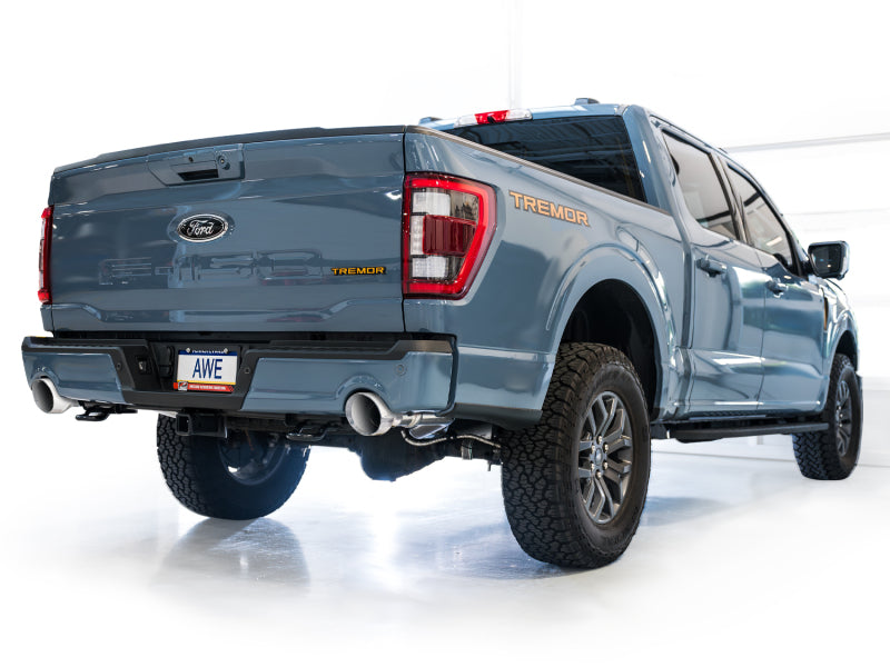 AWE Tuning 2021+ Ford F150 Tremor w/ Bumper Cutouts 0FG Non-Resonated Cat-Back w/ Chrome Silver Tips AWE Tuning Catback