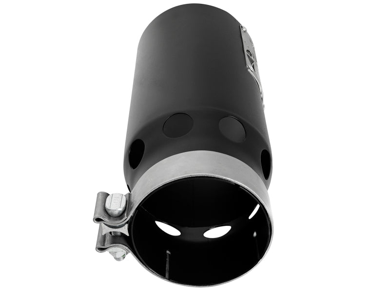 aFe SATURN 4S 4in SS Intercooled Exhaust Tip - Black 4in In x 5in Out x 12in L Bolt-On aFe Tips