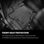 Husky Liners 09-14 Ford F150 Ext Cab WeatherBeater Black 2nd Seat Floor Liners Husky Liners Floor Mats - Rubber