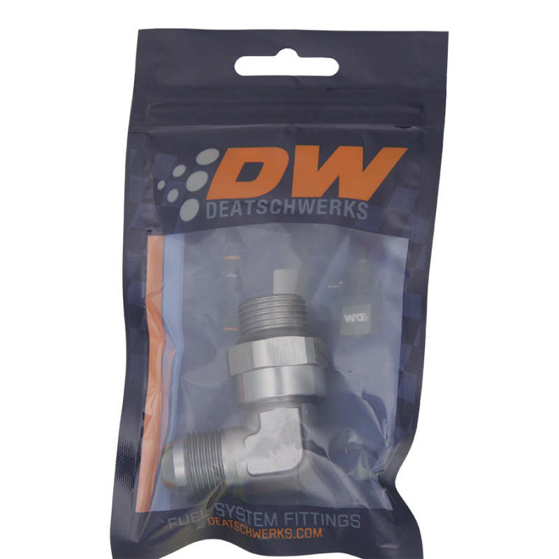 DeatschWerks 8AN ORB Male Swivel to 8AN Male Flare 90-Degree Fitting - Anodized DW Titanium DeatschWerks Fittings