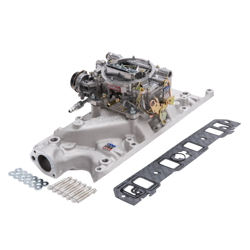 Edelbrock Manifold And Carb Kit Performer Small Block Ford 289-302 Natural Finish Edelbrock Intake Manifolds