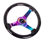 NRG Reinforced Steering Wheel (350mm / 3in. Deep) Classic Blk Sparkle w/4mm Neochrome 3-Spoke Center NRG Steering Wheels