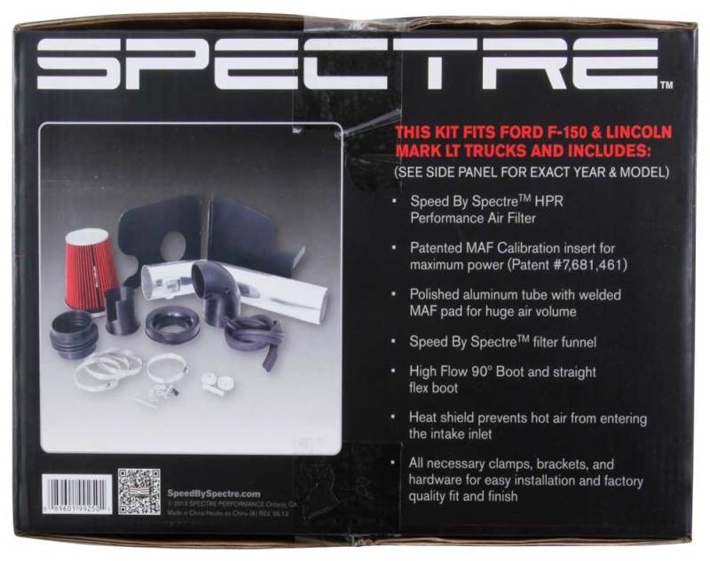 Spectre 04-08 Ford F150 V8-5.4L F/I Air Intake Kit - Clear Anodized w/Red Filter Spectre Cold Air Intakes