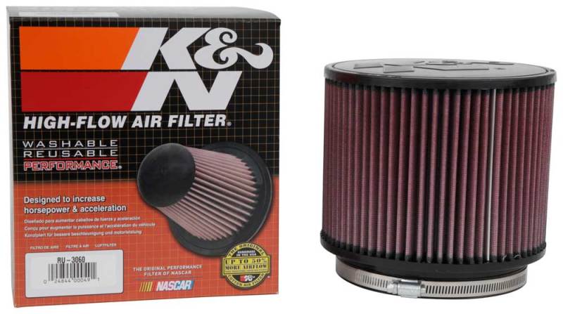 K&N Universal Rubber Filter 6in Flange ID / 7.5in OD / 6in Height / Round Straight K&N Engineering Air Filters - Universal Fit