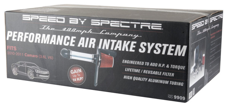 Spectre 10-11 Chevy Camaro V6-3.6L F/I Air Intake Kit - Clear Anodized w/Red Filter Spectre Cold Air Intakes