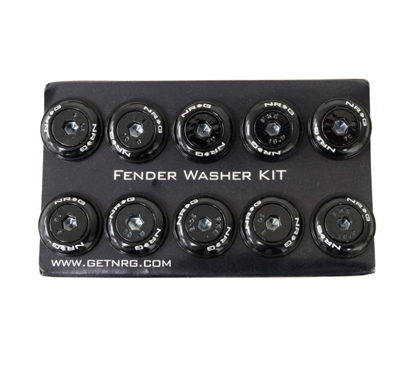 NRG Fender Washer Kit w/Color Matched M6 Bolt Rivets For Plastic (Black) - Set of 10 NRG Hardware Kits - Other