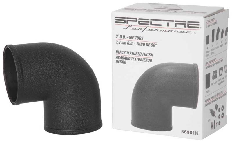 Spectre Tube Intake 3in od 90 Degree - Black Spectre Aluminum Tubing
