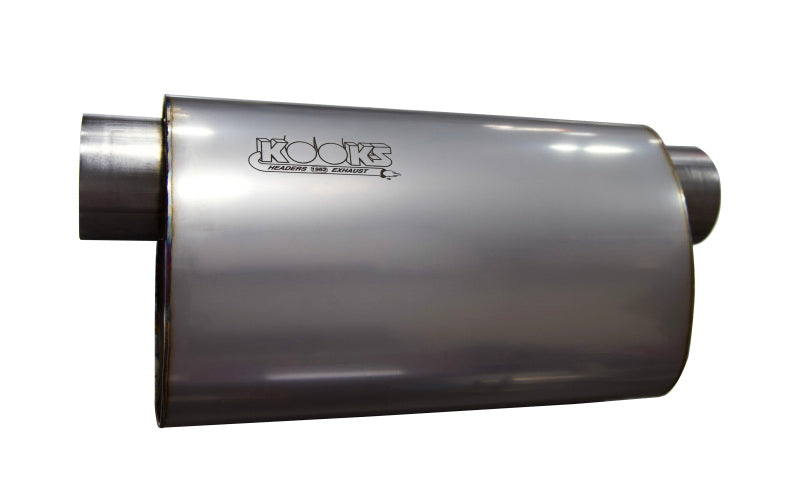 Kooks 3in Oval Offset/Offset (Same Side) Muffler 14in Long Body Stainless Steel Kooks Headers Muffler