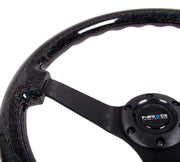 NRG Reinforced Steering Wheel (350mm / 3in Deep) Classic Blk Sparkle Wood Grain w/Blk 3-Spoke Center NRG Steering Wheels