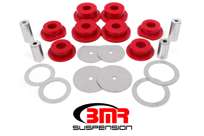 BMR 08-18 Dodge Challenger Rear Cradle Bushing Kit Polyurethane - Red BMR Suspension Differential Bushings